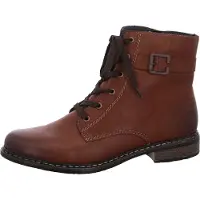 Rieker Schnürstiefelette , Damen, Gr. 42, wärmend, braun, Lederimitat, used, Schuhe Schnürstiefelette, Schnürboots, Klassik-Boots, Blockabsatz, in Used-Optik, Topseller