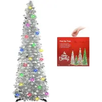 Nikcorp Künstlicher Weihnachtsbaum Dekorativ mit LED-Beleuchtung Aufklappbar Silber 150 cm