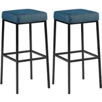 DELUKE 2er Set Barhocker BIDAN Stoff Blau 37x37x78cm Barstuhl Mit Lehne Tresenhocker Tresenstuhl