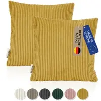 Lycce 2er Set Kissenbezug aus trendigem Cordstoff (50 x 50 cm)