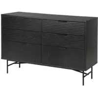 Home24 Sideboard KNIVS 6 Schubladen in Eiche Schwarz | Gr.: onesize