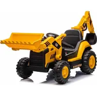 Beneo Lizensierter Caterpillar Elektrobagger mit Hang- und Grabschaufel, Einzelsitz, Gelb, USB-Anschluss am MP3-Player, Heckantrieb mit 2 x 30W Motoren und Lithium-Batterie