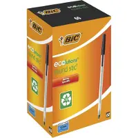 BIC Kugelschreiber mit Kappe ECOlutions Round Stic, 0,4 mm, recycelt, schwarz, 60 Stck.