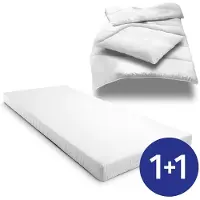 Sleezzze Komfortschaummatratze K10 90 x 200 cm, Höhe 10 cm, Härtegrad H3 + CloudComfort Basic Mikrofaser Bettset 135 x 200 cm + 80 x 80 cm