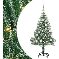 DKD Home Decor Künstlicher Weihnachtsbaum beschneit mit LED Licht 120 cm