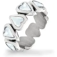 Liebeskind berlin Fingerring "Glass Heart, Herz" Gr. 52, blau (edelstahlfarben, kristallweiß), Fingerringe, Damen, 52, Edelstahl, 8mm, Fingerring, mit Glasstein