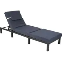 Mendler Poly-Rattan Sonnenliege HWC-A51, Relaxliege Gartenliege Liege Premium anthrazit, Kissen grau