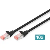 Digitus CAT 6 S/FTP Patchkabel, 10 Stück, 5 m, Cat6, S/FTP (S-STP), RJ-45, RJ-45, Schwarz