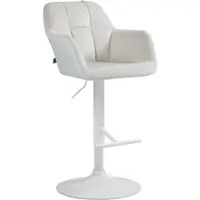 DELUKE Barhocker TUBEL Samt Creme 57x59x97cm Weiß Barstuhl Höhenverstellbar Mit Lehne Drehbar Tresenhocker Tresenstuhl