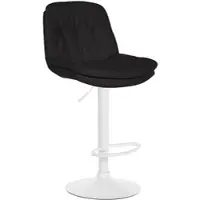 DELUKE Barhocker MITUN Stoff Schwarz 46x54x92cm Weiß Barstuhl Höhenverstellbar Mit Lehne Drehbar Tresenhocker Tresenstuhl
