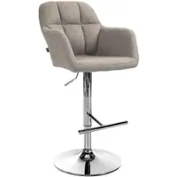 DELUKE Barhocker TUBEL - Stoff Taupe 57x59x97 cm Silber | Barstuhl Höhenverstellbar Mit Lehne Drehbar Tresenhocker Tresenstuhl Kneipenhocker Kneipenstuhl