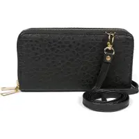 StyleBREAKER Damen 2in1 Mini Bag Geldbörse Genarbt, Schwarz