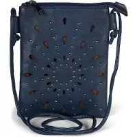 StyleBREAKER Damen Mini Bag Umhängetasche mit Cutouts in Ethno Blumen Form und Nieten, Schultertasche, Handtasche, Tasche 02012304