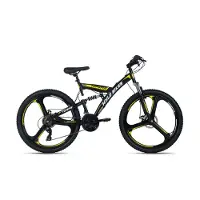 Wyld Gear Mountainbike "Mountainbike Fully 26 Topspin schwarz-gelb RH 51 cm" 21 Gang Shimano Tourney Schaltwerk Kettenschaltung