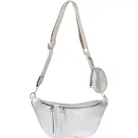 StyleBREAKER Damen Halbmond Crossbody Schultertaschen Set 3-Teilig, Schultergurt mit Muster, Schlüsselanhänger, Börse 02012398