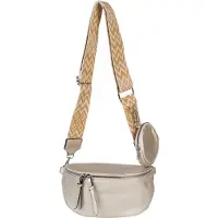 StyleBREAKER Damen Halbmond Crossbody Schultertaschen Set 2-Teilig, Schultergurt mit Zick-Zack Rauten Muster 02012396