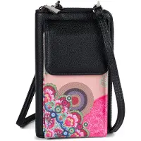 StyleBREAKER Damen Mini Umhängetasche Geldbörse mit Ethno Blumen Blüten Muster, Handy Fach, RFID Schutz, Crossbody Bag 02012378
