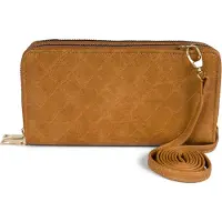 StyleBREAKER Damen 2 in 1 Mini Bag Umhängetasche mit Rauten Prägung, Geldbörse, Handytasche, Schultertasche 02012379