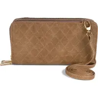 StyleBREAKER Damen 2 in 1 Mini Bag Umhängetasche mit Rauten Prägung, Geldbörse, Handytasche, Schultertasche 02012379
