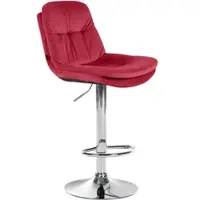 DELUKE Barhocker MITUN Samt Rot 46x54x94cm Silber Barstuhl Höhenverstellbar Mit Lehne Drehbar Tresenhocker Tresenstuhl