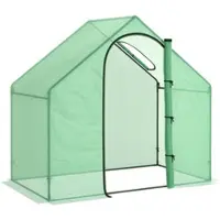MODFU Foliengewächshaus Stahl Grün 180x100x168 cm, begehbar, mit Tür, Fenster und Stahlrahmen