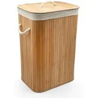 BigDean Wäschekorb Bambus 72L Wäschesammler Wäschetruhe Wäschetonne Wäschekorb mit Deckel Wäschesack Herausnehmbar und Maschinenwaschbar