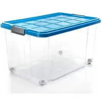 BigDean 2 Stück 60 L Aufbewahrungsbox mit Deckel Groß Azurblau Stapelbare Robuste Box