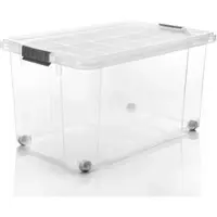 BigDean 2 Stück 60 L Aufbewahrungsbox mit Deckel Groß Transparent Stapelbare Robuste Box