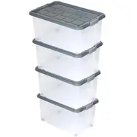 BigDean 4 Stück Große Eurobox mit Deckel und Rollen Aufbewahrungsbox 60 X 40 X 32 cm