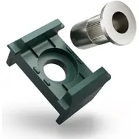 Qualinos 10x Grün (6005) Ersatzteil-Set für Doppelstabmatten Klemmbock 40mm und V2A Nietmutter ohne Schraube