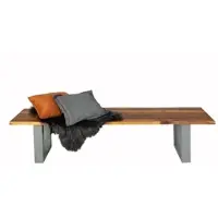 Sam Outillage SAM Sitzbank Baumkante 200 cm Cognac massiv Akazie silber ESRA