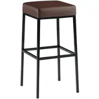 DELUKE Barhocker BIDAN - Kunstleder Braun 37x37x78 cm | Barstuhl Mit Lehne Tresenhocker Tresenstuhl Kneipenhocker Kneipenstuhl