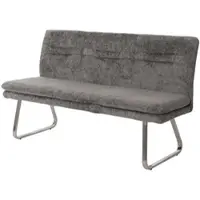 BERLINLODGE Sitzbank 90x160x58cm Sitzhöhe 50cm Lehne Stoff/Textil Chenille Edelstahl Gebürstet 160cm Dunkelgrau
