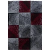KADIMA DESIGN Teppich Flur Kariert Pflegeleicht Waschbar Strapazierfähig Wohnzimmer Schlafzimmer Schadstoffgeprüft Rot 80x150 cm – INN von