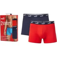 Puma Herren Boxershort ELEMENTS MEN LOGO ELASTIC BOXER 2er Pack - Navy / Red 003 - M