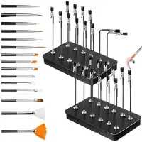 Jojomino Malständer-Basis mit 24 Klemmen und 15 Reinigungsbürsten - Modellbau-Malbasis für Sprühlackier-Hobbys, DIY-Karten- und Fotobasteln