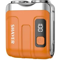 INF Mini Elektrorasierer mit Digitalanzeige - Tragbarer Reise Rasierer für Damen & Herren Orange