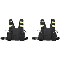 Torribaly 2X Walkie Talkie Doppelte Brusttasche Radio Reflektierende Brustgurthalterung Tasche Weste Rig Walkie Talkies Fronttasche Tasche A