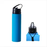 Typecat Blauer Silikon-Trinkbecher für Outdoor-Sportarten, 600 ml, tragbarer Fahrradring