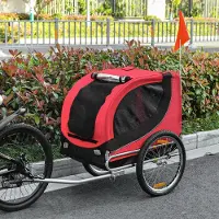 SUGIFT Fahrradanhänger Hund mit Luftreifen & Universalkupplung, Hundeanhänger, 600D Oxford, Stahlrahmen, Rot/Schwarz | 130 x 73 x 90 cm | 14 kg
