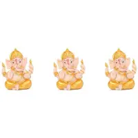Typecat 3X Haidianzi Gold Lord Ganesha Buddha Statue Elefant Gott Skulpturen Ganesh Figuren