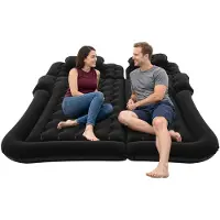 StarTech.com Auto Luftmatratze mit Elektropumpe - SUV Auto Bett - 75W 12V, 1,74×1,26 m, 300 kg Tragkraft, 6 Luftkammern, PVC Flockoberfläche - Schwarz
