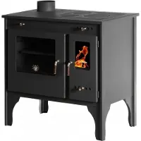 Prometey Küchenofen Holzherd Retro ECO schwarz, linke Version - 7 kW Dauerbrandherd