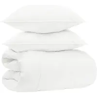 vidaXL Bettwäsche-Set Weiß 200 x 200 cm Baumwolle, Bambus, Polyester