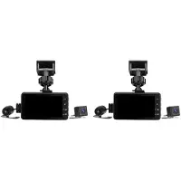 Wella 2X Motorrad-DVR-Dash-Kamera mit Kamera Vorne und Hinten, Dual-Video-Loop-Aufzeichnung, Wasserdichte Motorrad-Fahr-Recorder-Kamera