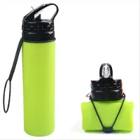 Typecat Grüner Silikon-Trinkbecher für Outdoor-Sportarten, 600 ml, tragbarer Fahrradring