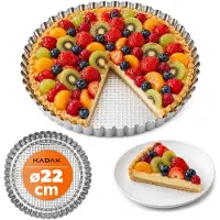 Kadax Tarteform "Prung", Tartelette Förmchen aus verzinkten und Antihaftschicht Blech, 22 cm, Silber