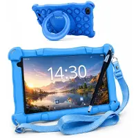 AngelTech Kindertablet SLIM - Android 15 - 3+4 GB RAM - 32+64 GB - 7 Zoll Kindertablet - Elterliche Kontrolle- Blau
