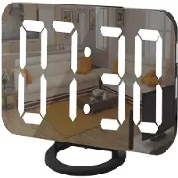 INF Digitaler Wecker mit Spiegelglas Schwarz