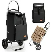 Sekey Aluminium Einkaufstrolley Handwagen Faltbar 25KG Tragkraft 50L Schwarz